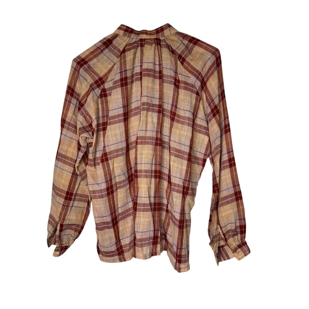 Vintage Stuart Lang Women Plaid Popover Top 12 Long Sleeve Cottagecore Prairie - Picture 5 of 9